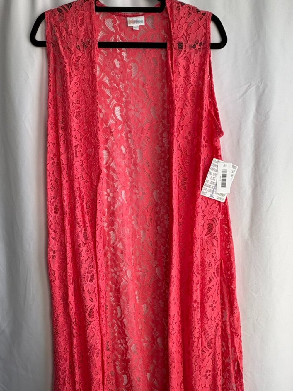 LuLaRoe Joy L Coral Lace Vest NWT